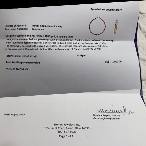 Italian Hoop Earrings, 18K Yellow Gold - Picture 13 of 14